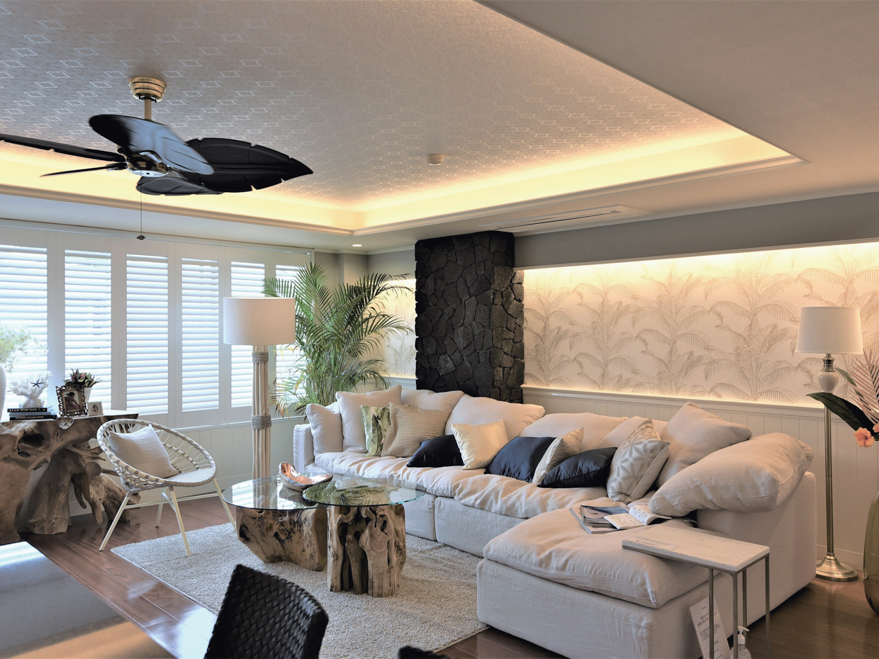 ハワイのおおらかな空気感に満ちたリビング